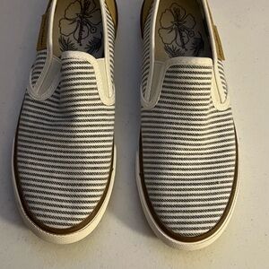 Tommy Bahama Blue  and White Striped Loafers